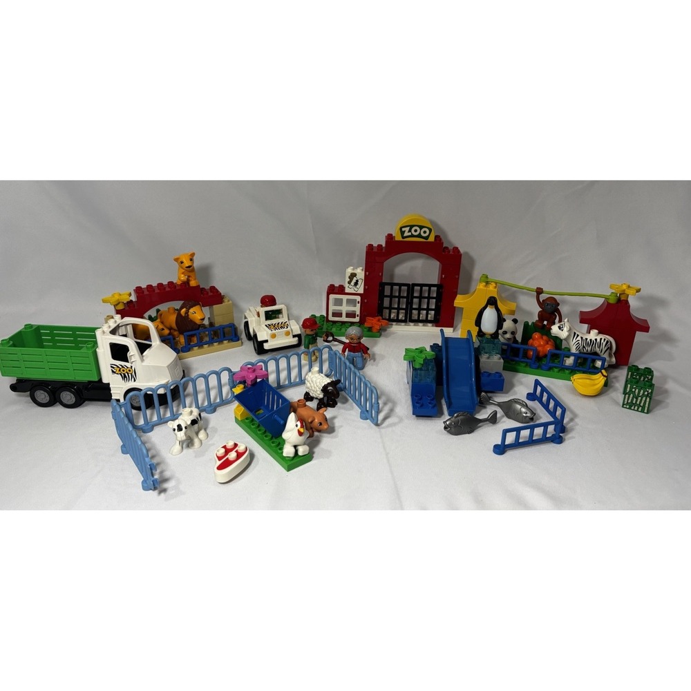 🦁2005 Huge Lot! 80+ Pieces-   Lego Duplo Zoo‎ - Lions, Penguins, Panda, Monkey